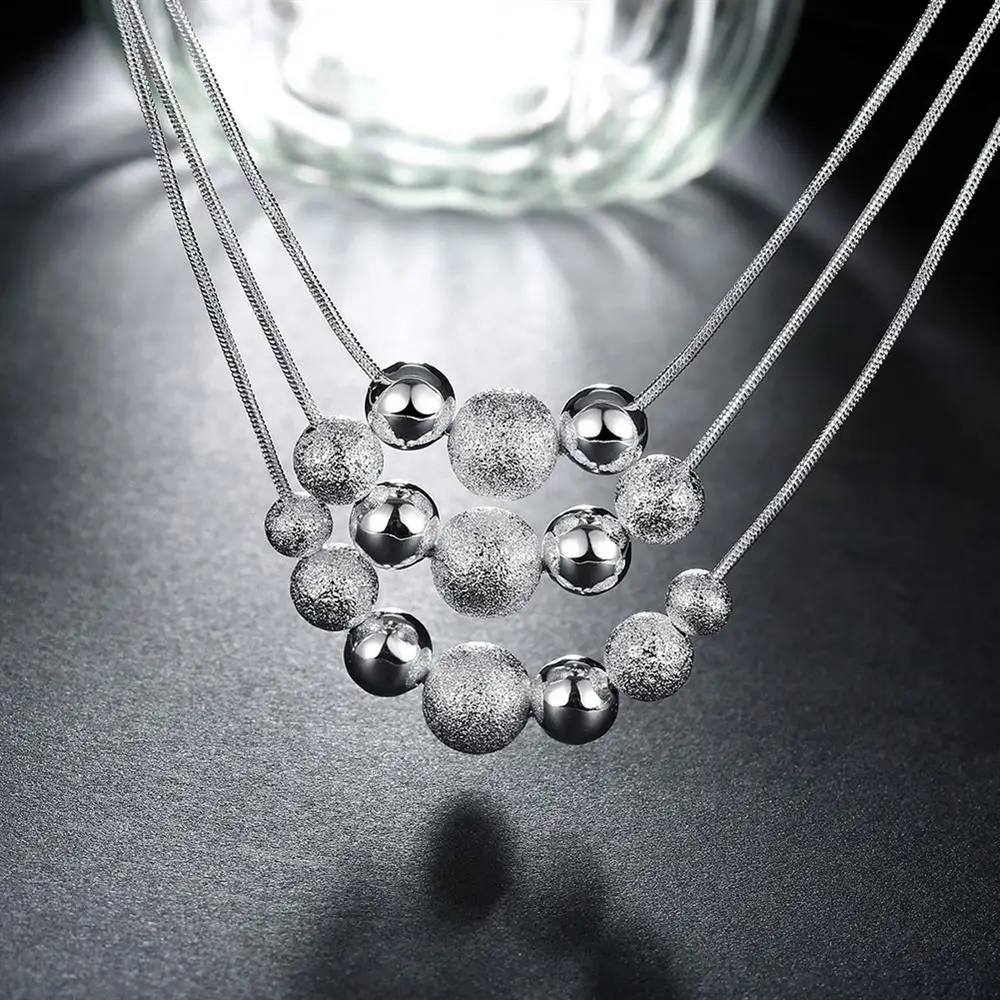 Hot Special offer 925 Sterling Silver Fringed beads necklace earrings Jewelry sets for women Fashion Party wedding accessories