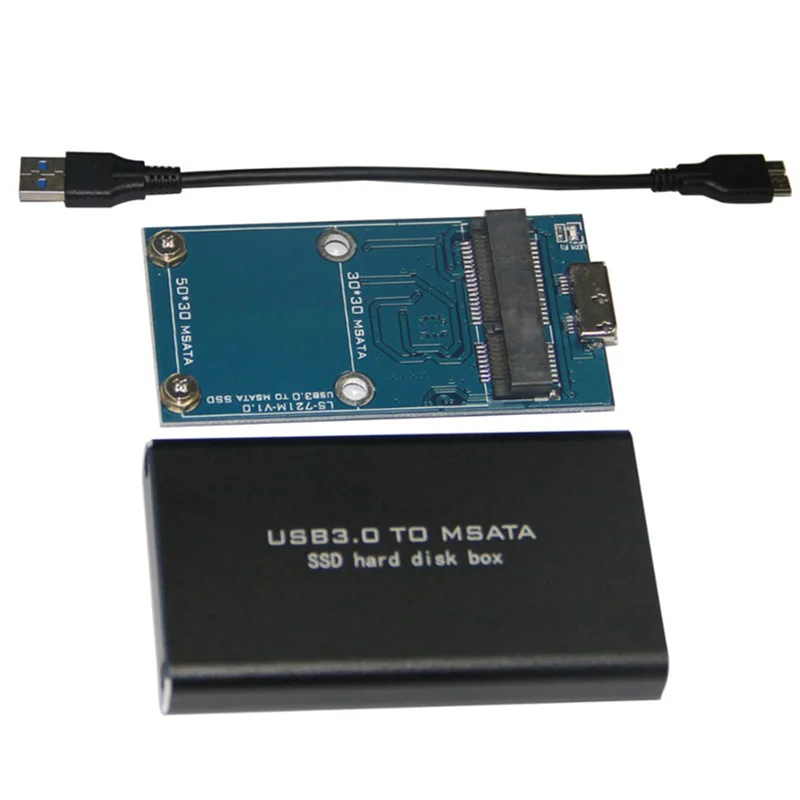 MSATA para USB 3.0 SSD Gabinete de disco rígido externo Caixa de armazenamento Adaptador para 30X50mm 30X30mm MSATA SSD