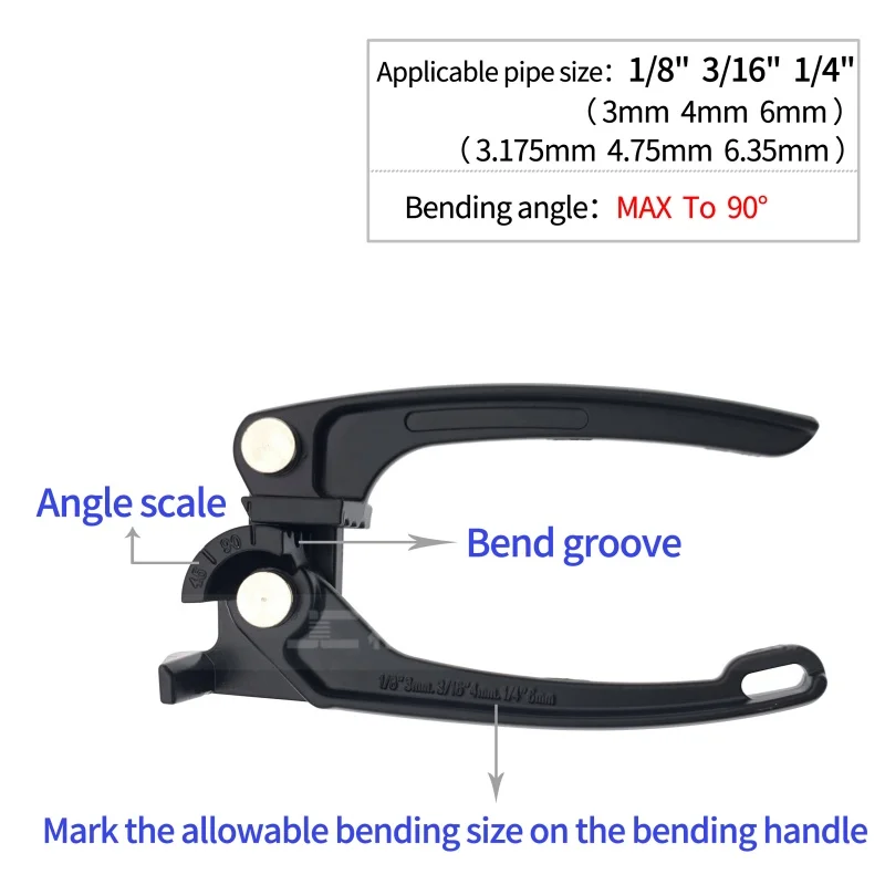 1 قطعة أنبوب النحاس بندر أنابيب بندر 90 ° ، أداة يدوية لثني أنابيب فرامل الوقود 1/4 بوصة 3/16 بوصة 1/8 بوصة 3 في 1 أنبوب ثني الأنابيب