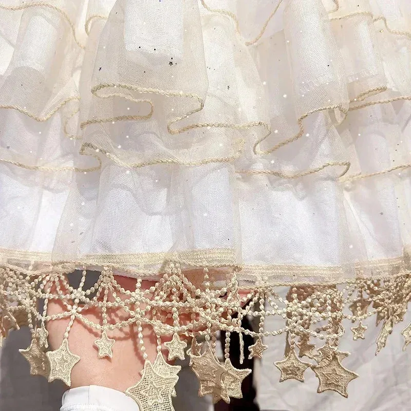 

qq 123Star Petticoat Gorgeous Fish Bone Lolita Support Adjustable Daily Violence Carmen Skirt Women Mid-length Fluffy Unde