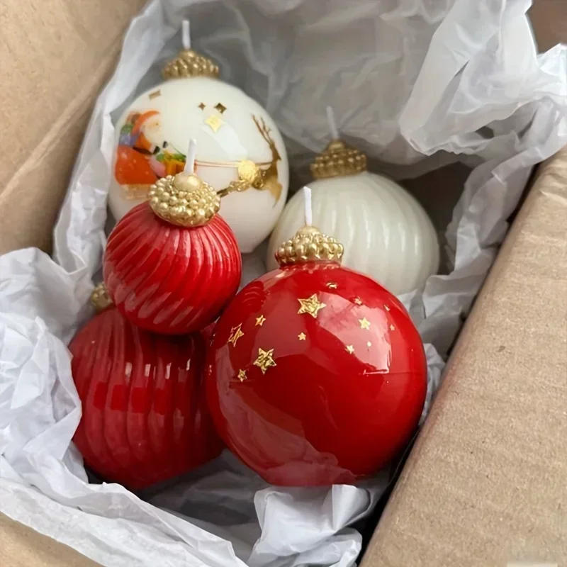 Candle Mold Suitable for Wax,Soap,Resin Plaster-Spherical With&without Stripes Reusable Silicone Mold for DIY Candles,Ornaments