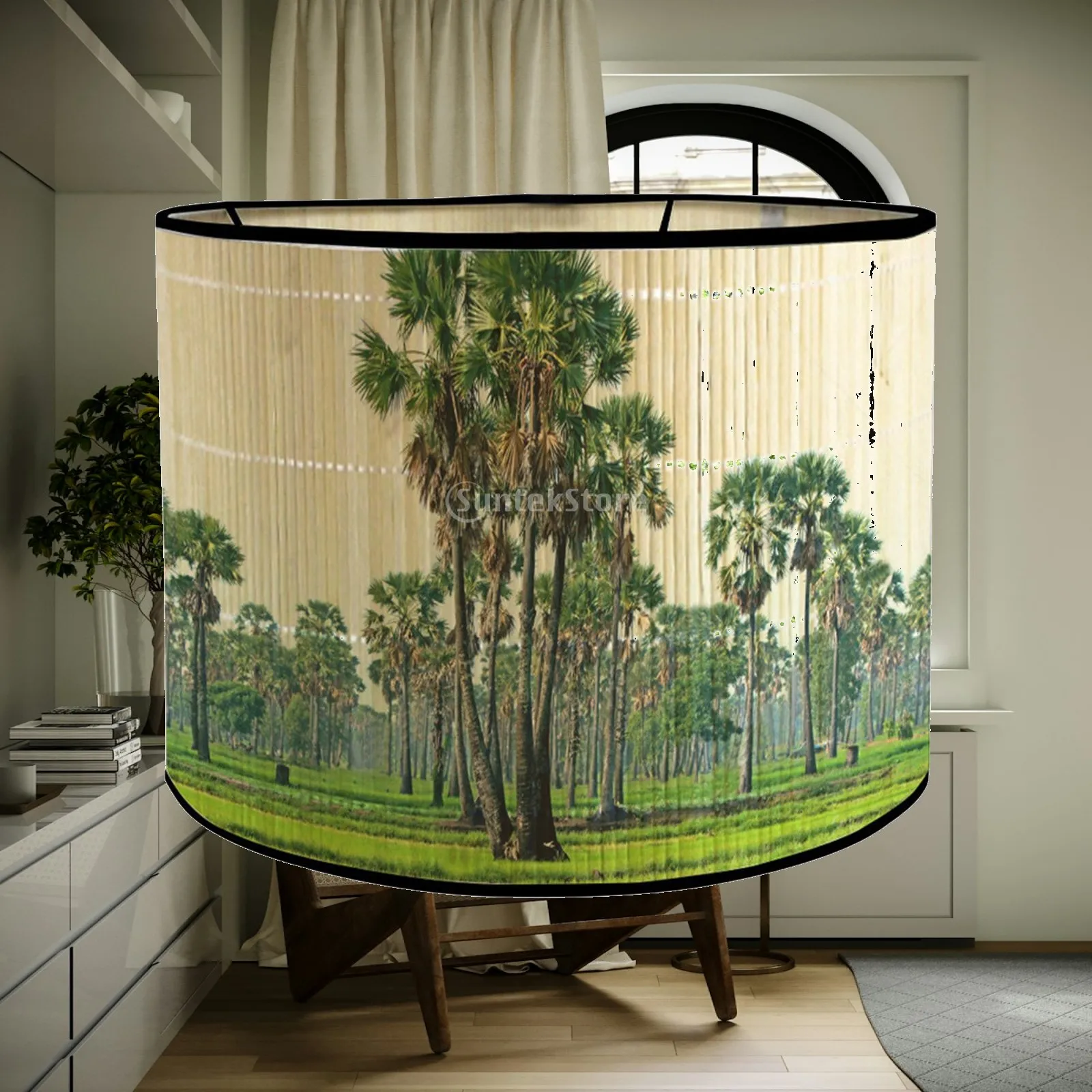 Drum Lamp Shade Bamboo Lamp Shades E27 Farmhouse Handmade Accessories Replacemen Lamp Cover for Desk Lamps