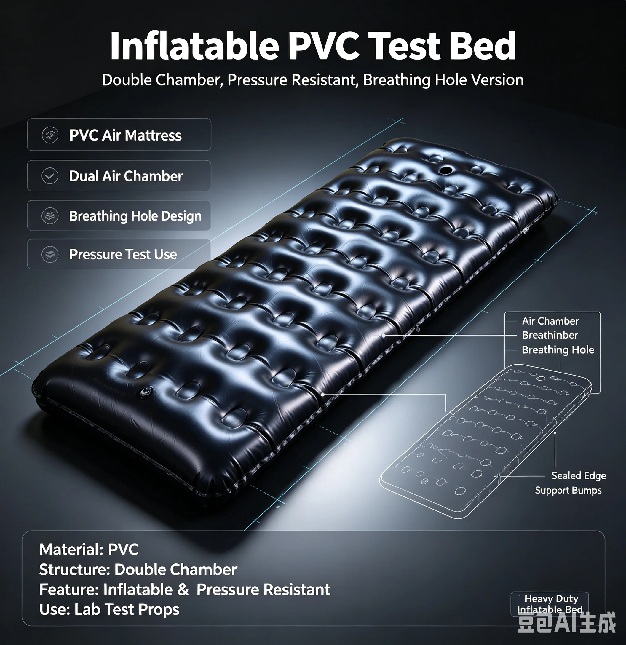 PVC Inflatable Vacuum Bed Dual Chamber Full Body Air Mattress