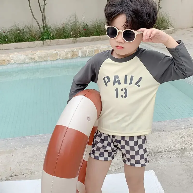 

South Korea Children's seaside Swimming Suit Boys' Set Split Sun Protection Boys Quick Drying Hot Spring Swimming Set 2023 New