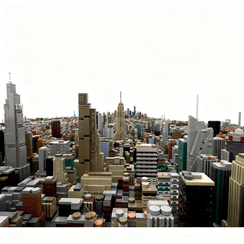 154052pcs MOC Manhattan - New York City Bundle Architecture Model Building Blocks Christmas Gift Assemble Display Creative Idea