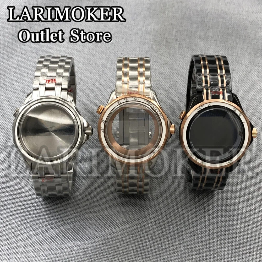 LARIMOKER Silver Black Two-Tone Rose Gold 41mm Watch Case fit NH34 NH35 NH36 NH38 NH70 NH72 movement Domed Sapphire Glass