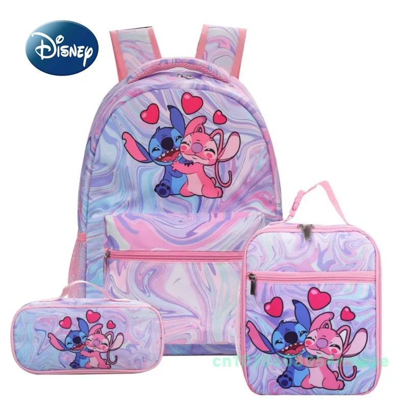 Disney-Saco escolar de grande capacidade infantil, bonito saco de desenho animado, bolsa de estudante, moda, ponto, novo, conjunto de 3 peças