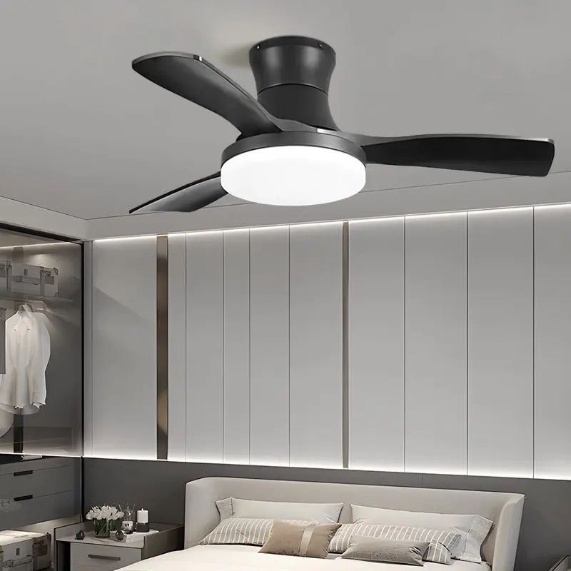 Ceiling Fan With Light 6-speed Choice Reversible DC Motor 3CCT With Remote Control Whisper Easy Install Black/White/Wood