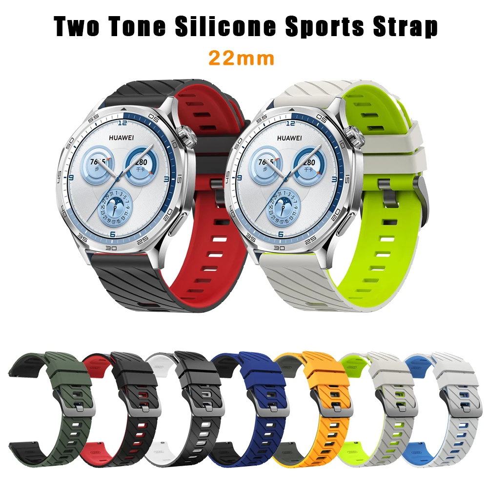 22mm Sport Silicone Strap for Samsung Galaxy Watch Watch 46mm Two-Color Band For XiaoMi Huawei