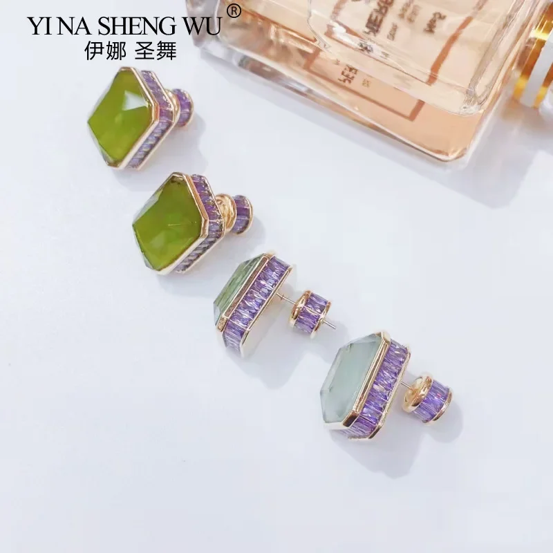 أقراط إبرة مرصعة بالزركون للنساء ، عصرية وفاخرة ، أقراط هندسية ثلاثية الأبعاد ، أقراط سخية ، إكسسوارات يومية ، إضاءة ، جديدة #2