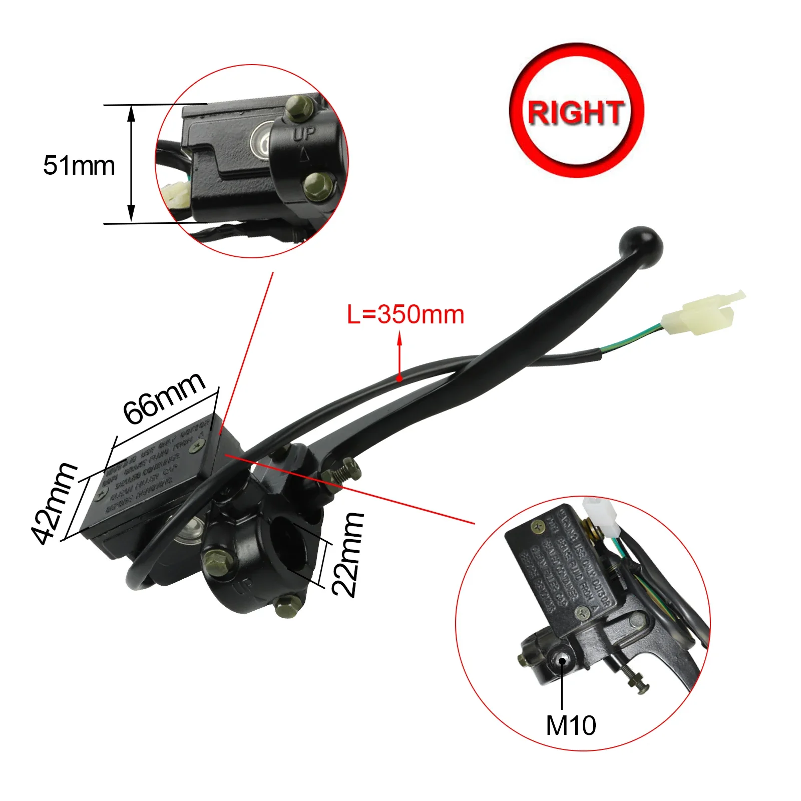 Prawa dźwignia pompy hamulcowej hydraulicznej 7/8'' do Yamaha XT600 XT550 XT350 TT250 XT225 ATV Quad Moped — zdjęcie 3