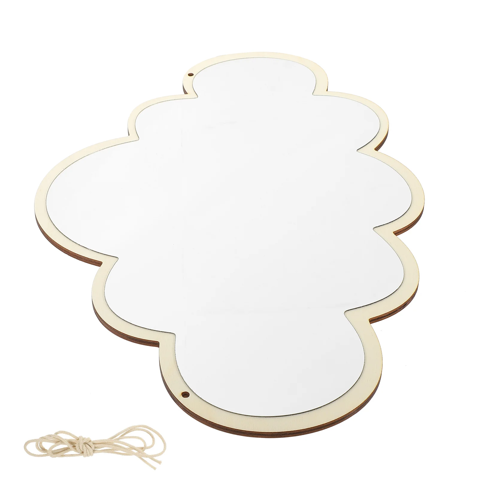

Stylish Cloud Wall Wood Frame Hanging Makeup Bathroom Bedroom Entryway Decorative Vanity Mirror Punch-Free Wall-Mounted