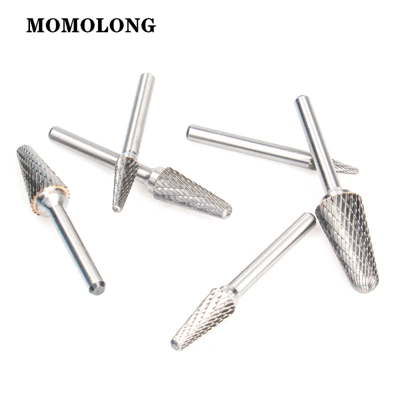 LX Type Double Slot Tungsten Steel Alloy Rotary File Wood Carving Grinding Head Hard Metal Milling Cutter For Copper