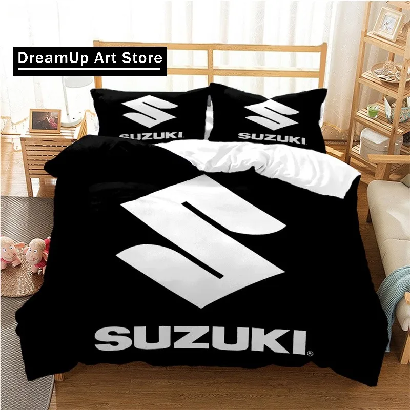 3D Print Brand S-Suzuki Logo Motorcycle Bedding Set Boys Girls Twin Queen King Size Duvet Cover Pillowcase Bed boys Adult