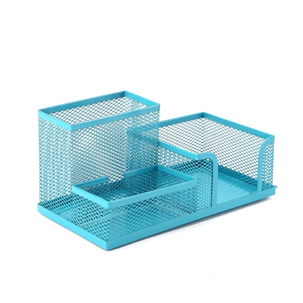 3/4 Grid Metal Mesh Pen Holder Hollowed-out Large Capacity Desk Stationery Organizer Creative Space-Saving Eyebrow Pencil Rack