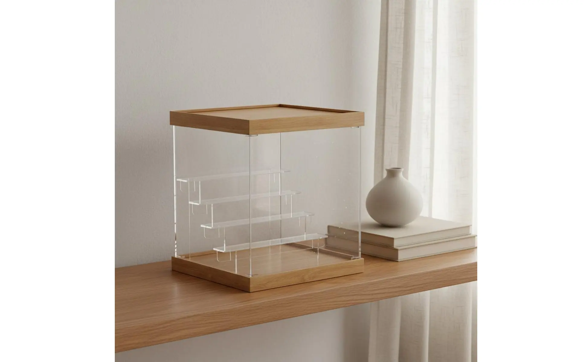 Blind Box Display Stand Dustproof Wood Acrylic Shelf for Collector Room Blind Box Display Stand Dustproof Wood Acrylic Shelf for Collector Room