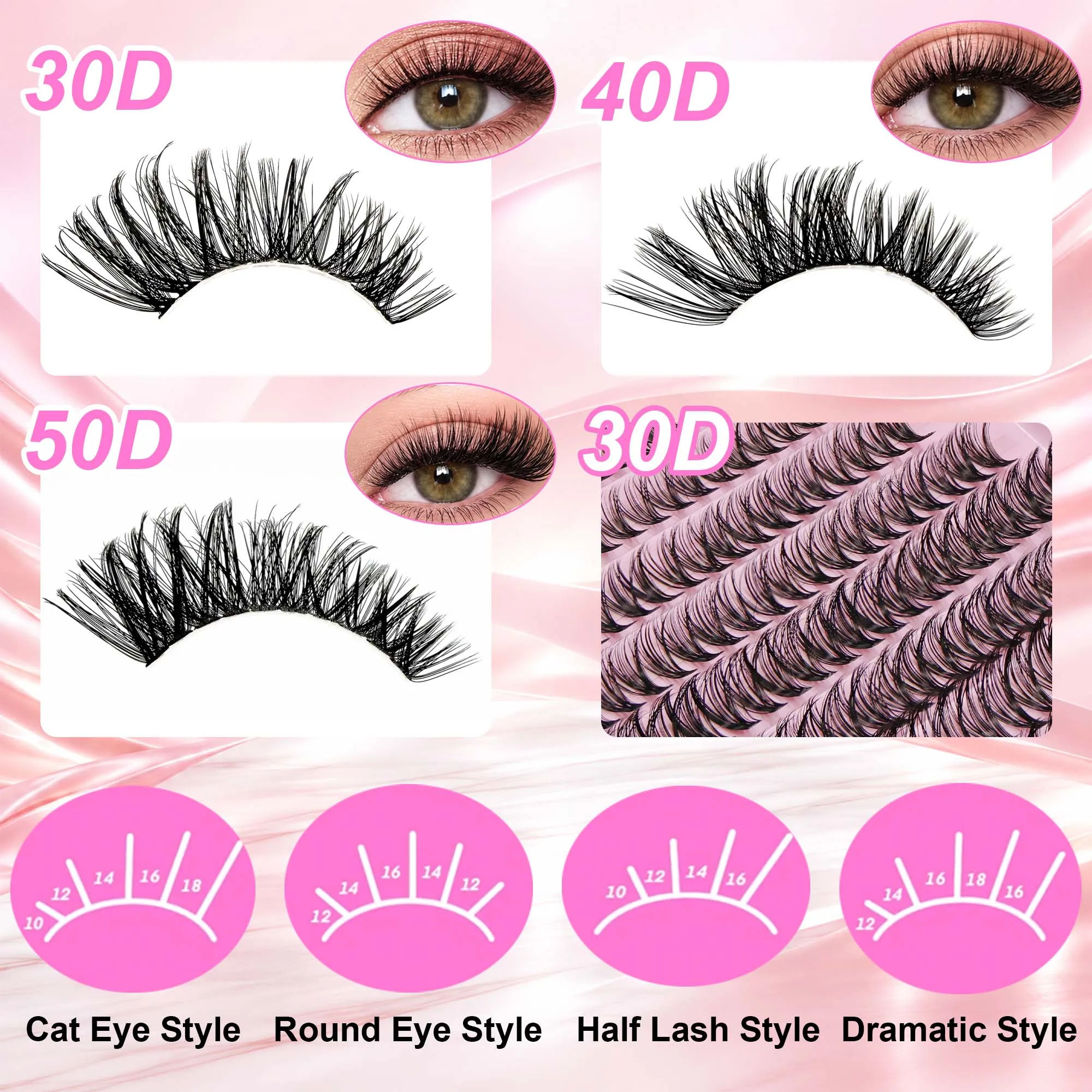 New 10Rows Individual Lashes Kit Natural Long DIY Cluster Eyelashes with Lash Bond and Seal Extension Kit Makeup Tools Faux Cils