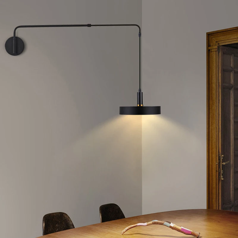 Modern Black Metal Wall Light For Bedroom Bedside Reading Long Arm Wall Lamp Scalable Adjustment Dropshipping