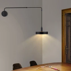 Modern Black Metal Wall Light For Bedroom Bedside Reading Long Arm Wall Lamp Scalable Adjustment