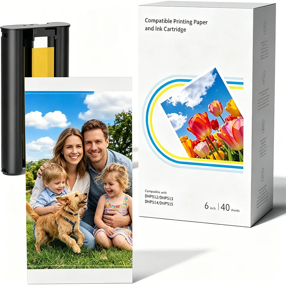 LP-40 Compatible for Liene Amber M100 M200(DHP512 DHP513) 4x6'' Photo Paper Cartridge Refill Includes INK-1 and 40 Sheets
