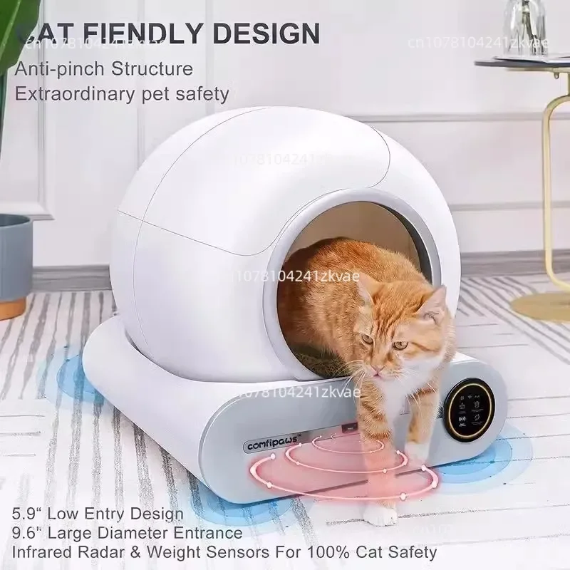 Automatic Smart Cat Litter Box, Self Cleaning, App Control, Pet Toilet, Litter Tray, Ionic Deodorizer, Arenero Gato, 65L