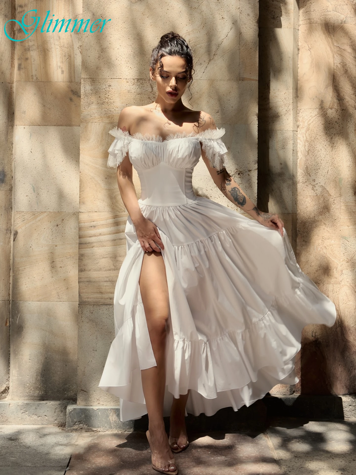 ชุดราตรีทรงเอไลน์คอเรือ ดีไซน์หรูหรา สำหรับงานเลี้ยง ออกแบบตามสั่ง คุณภาพสูง ให้ลุคสง่างาม