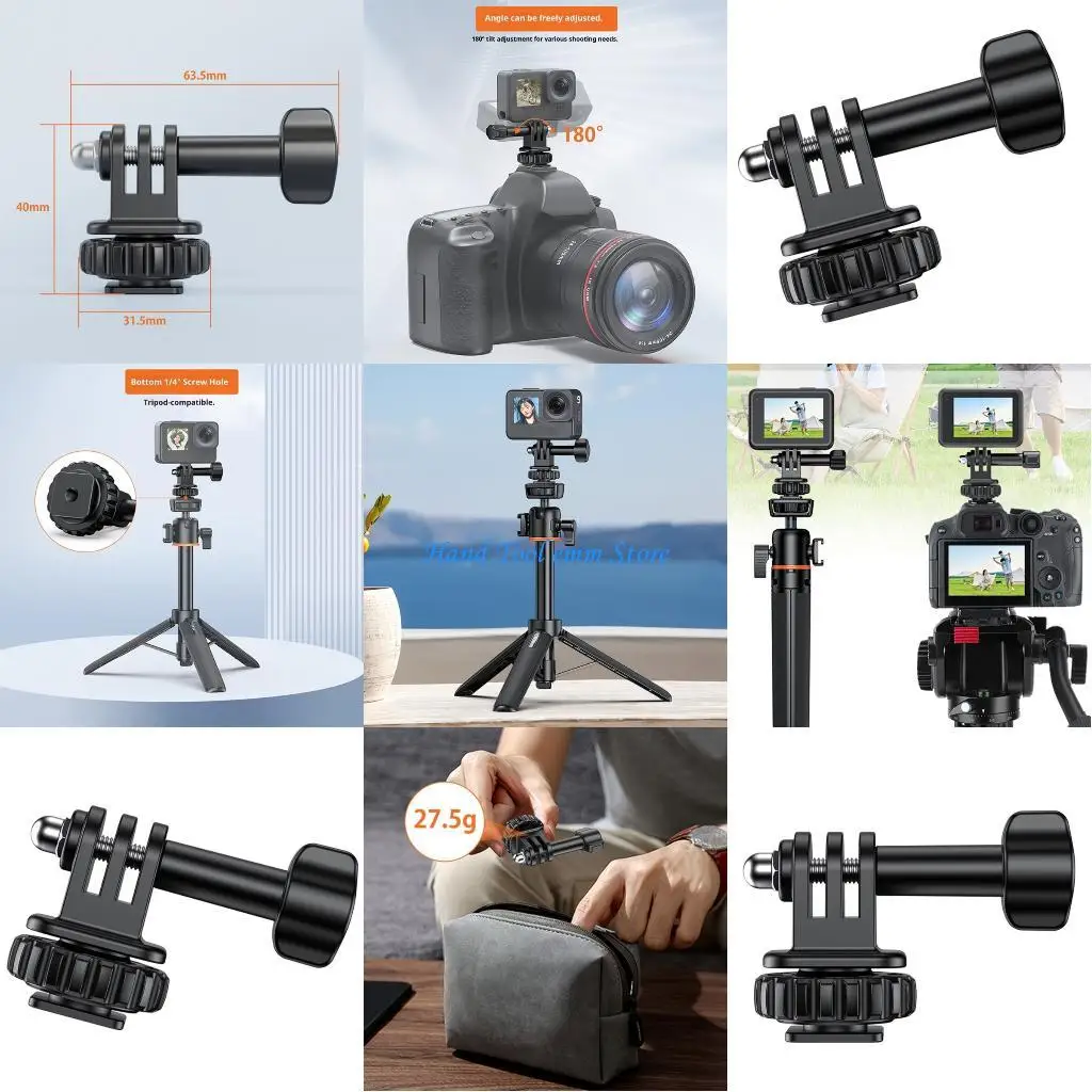 

H37F Lightweight Aluminum Alloy Camera Shoe Mount For Sports Cameras Tripod Setups Compatibility And Adjustment
