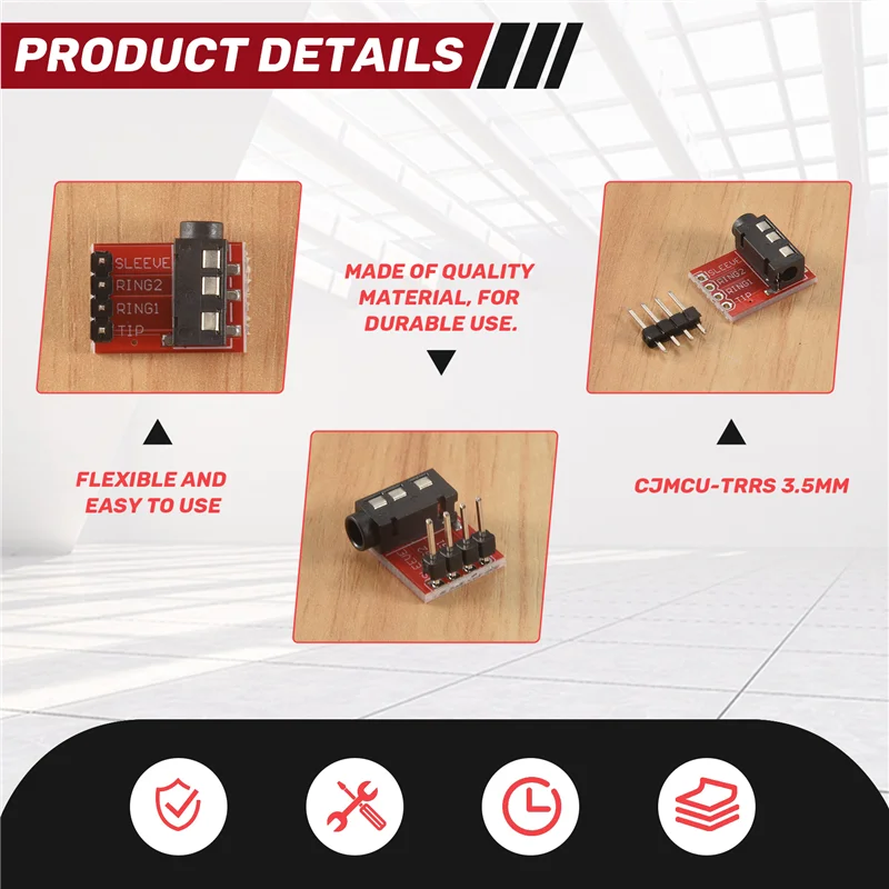 Reliabletrrs 3.5Mm Jack Breakout Board Fone de ouvido Vídeo Áudio MP3 Módulo de conector profissional