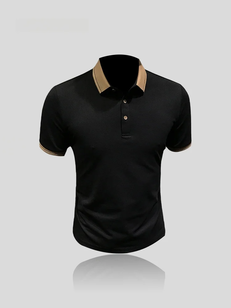 

Slim Fit Short Sleeve Shirt Men's Casual Style Neck Cuff Color Block T-Shirt Fashionable Summer New Arrival I.T