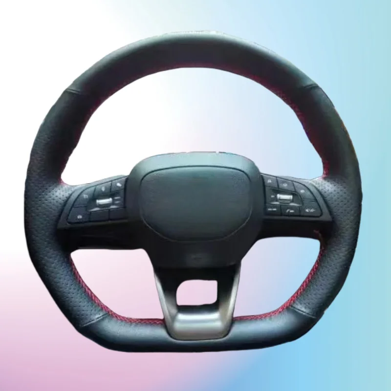 Custom Hand-stitched Black Anti-slip Microfiber Leather Car Steering Wheel Cover For Changan UNIT CS35 CS55 CS75 PLUS EADO