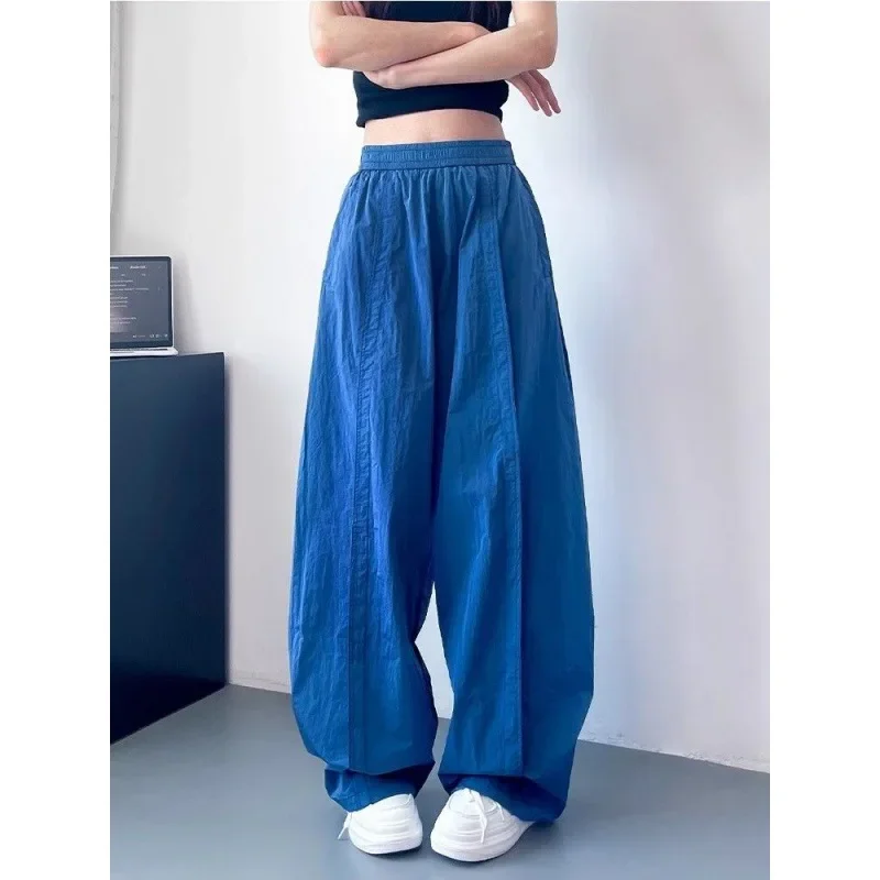 سراويل رياضية غير رسمية جديدة لصيف 2024 سريعة الجفاف ، فضفاضة وتنحيف ، سراويل بطول الأرض ، خصر عالي ، سراويل واسعة الساق للنساء