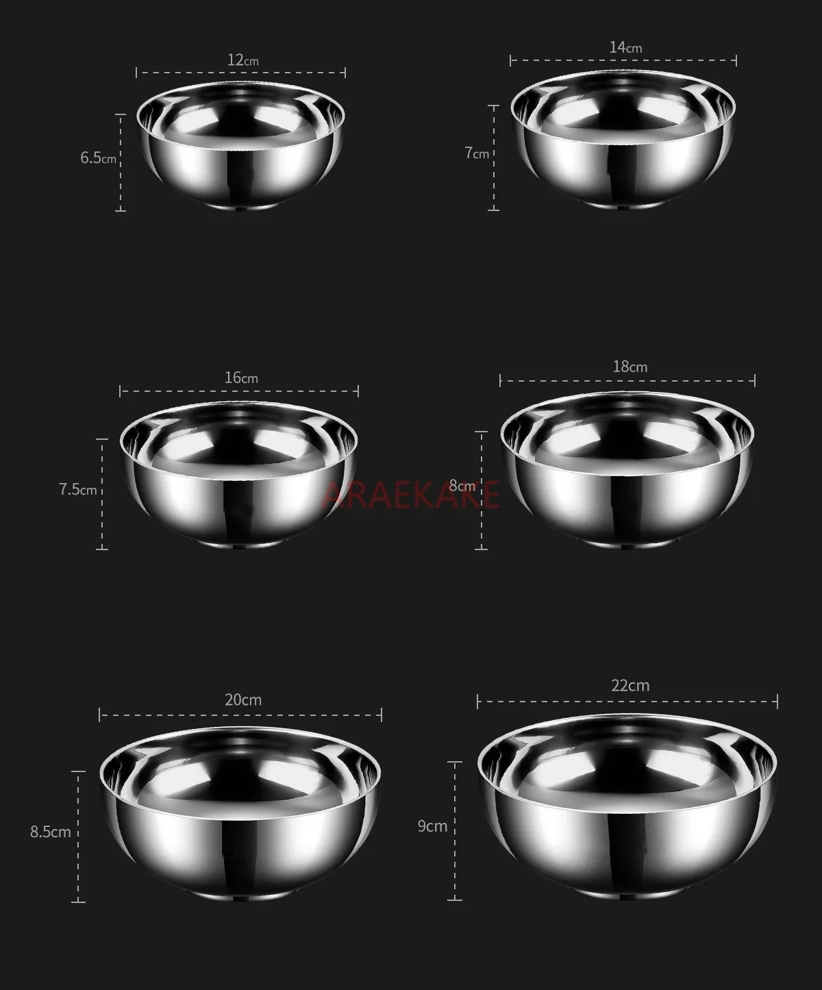 430ml/650ml 316 stainless steel rice bowl, household thickened double-layer insulated children's soup bowl