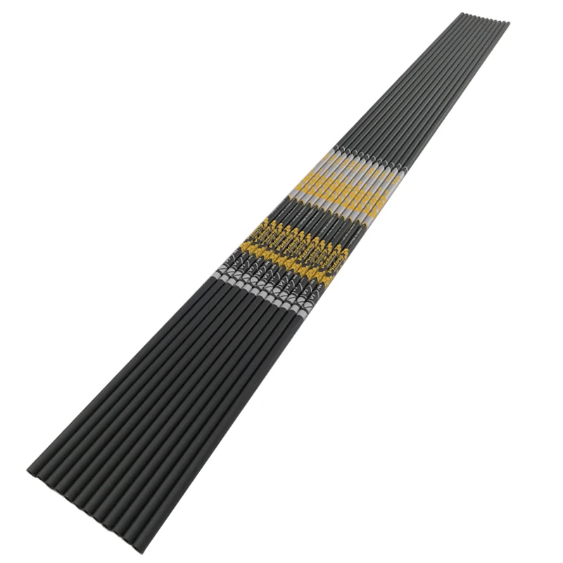 12 Uds tiro con arco flechas de carbono puro eje ID4.2mm para tiro con arco recurvo