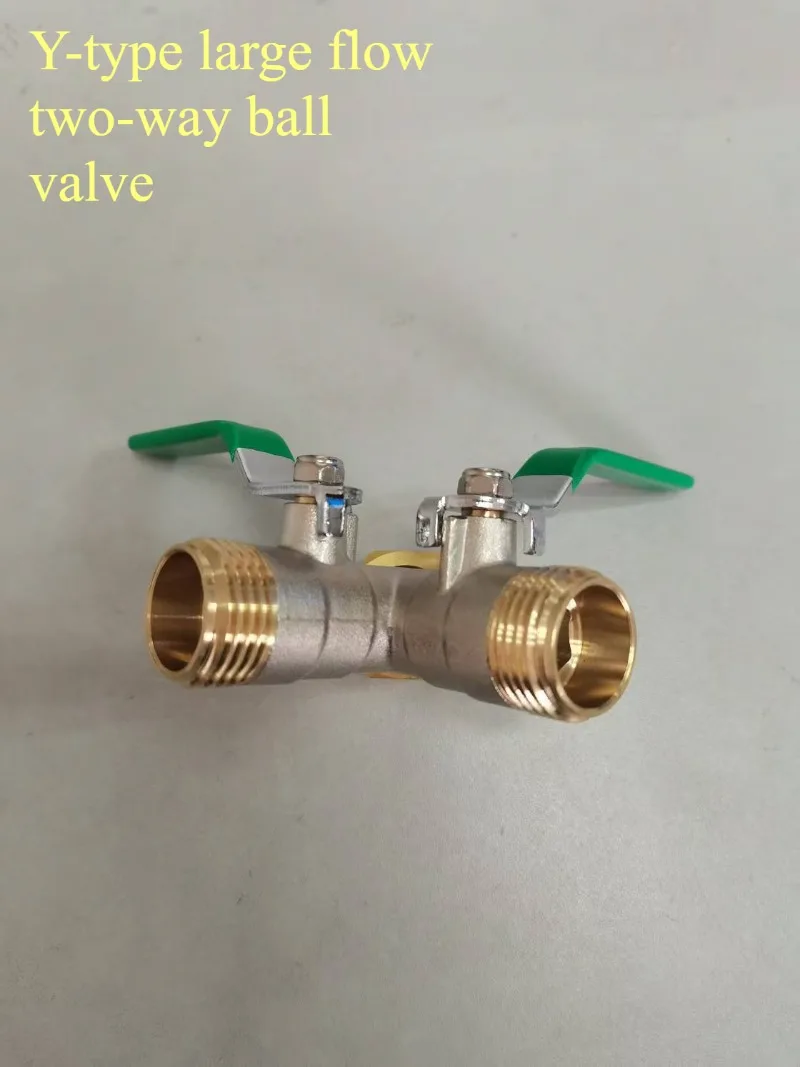 Brass Y Shape Two Way Valve Large Flow Water Pipe Splitter
