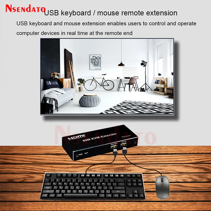 1080P 60hz HDMI KVM Extender Über Cat5e/6 Rj45 60M Ethernet Kabel USB HDMI KVM Schalter Für USB Maus Tastatur für PS4 Xbox PC TV