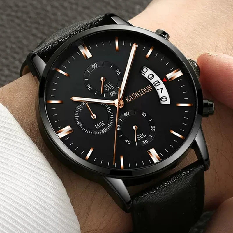 Top Brand Men\'s Watch Fashion Business Luxury Male Quartz Watches Minimalist Casual Leather Strap Calendar Wristwatch Men Clock