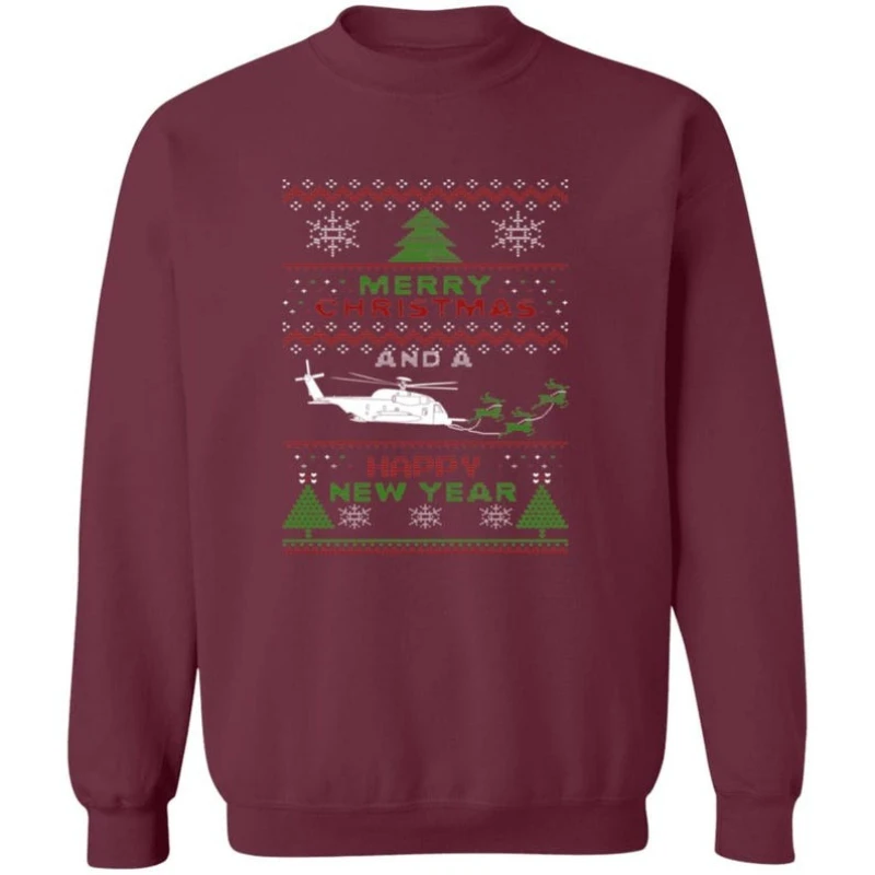 Military Helicopter MH Pave Low Ugly Armed Forces Usa Gift Idea for Soldier Merry Christmas Adult Sweatshirt Matching Hoodies