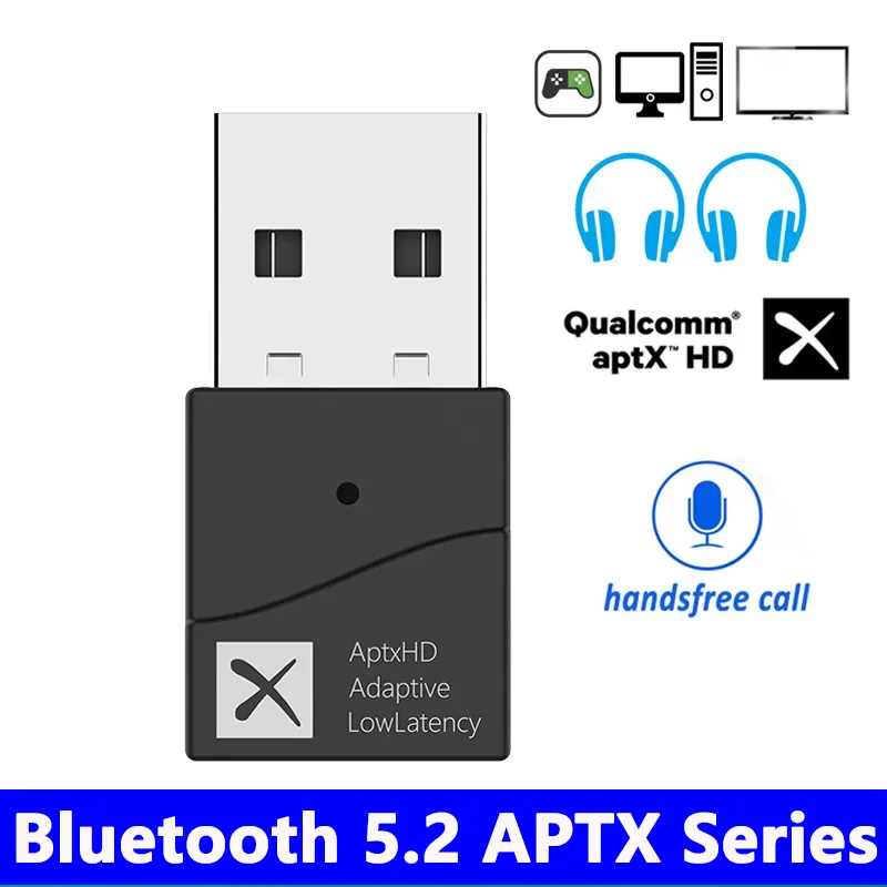 Trasmettitore Bluetooth 5.2 5.0 APTX HD LL adattatore Audio Wireless USB adattivo a bassa latenza chiamata vivavoce per PS4 Notebook PC TV