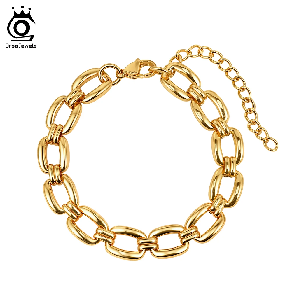 

ORSA JEWELS Модные минималистичные браслеты-цепочки из нержавеющей стали в стиле Paperclip, водонепроницаемые украшения для повседневной носки STCB06