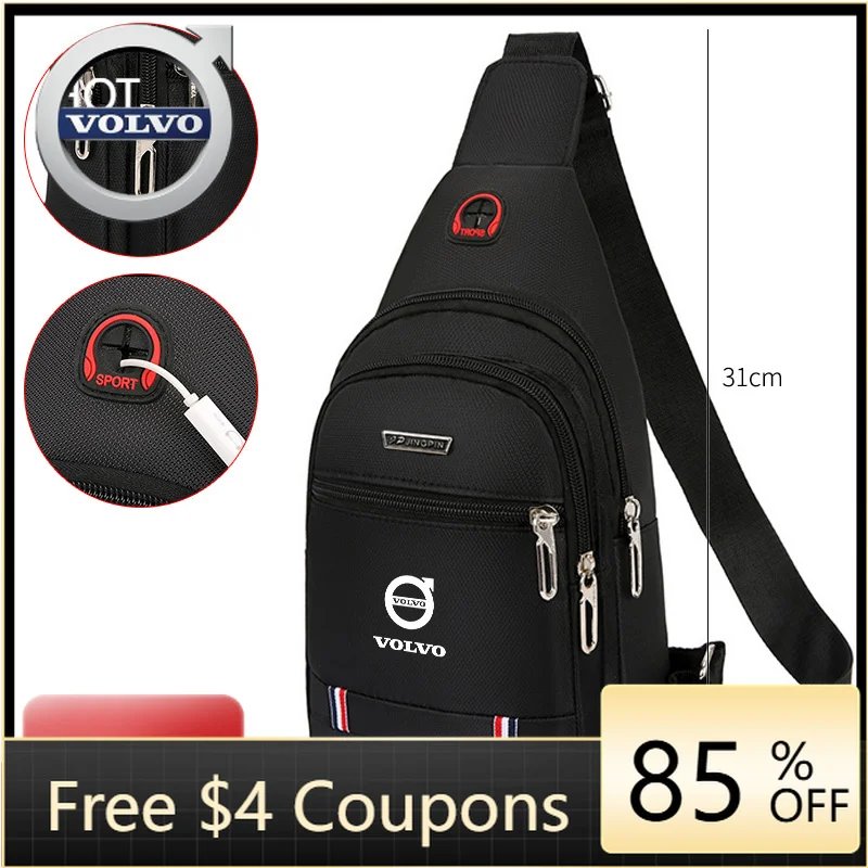 

Emblems 2026 New For Volvo Leisure Car Logo Small Backpack One-shoulder Messenger Bag Chest Bag For Volvo XC90 S60 V40 XC60 S80