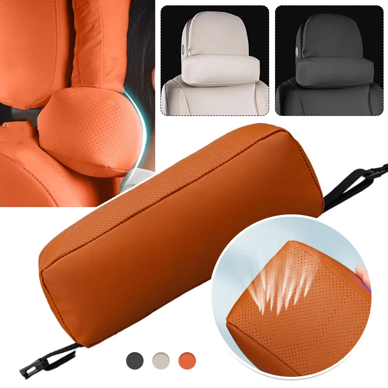 

Car Seat Neck Pillow Headrest Universal Leather Car Office Chair Headrest Memory Foam Cylindrical Pillow Head Support Rest Pad