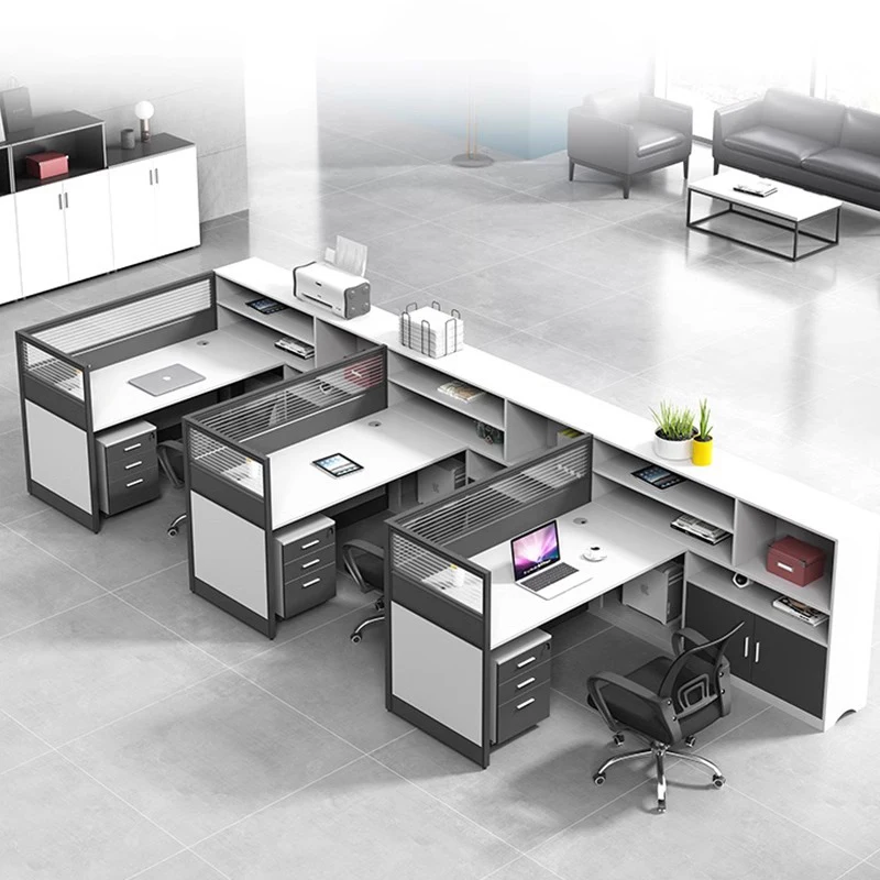 Modern Minimalist Modular Desk Partition Durable Commercial Employee Workstation With Locker