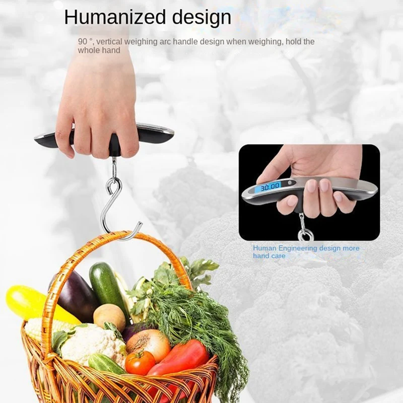 ตาชั่งพกพาน้ำหนัก50กก., เครื่องชั่งน้ำหนักกระเป๋าเดินทางดิจิทัลขนาดพกพาน้ำหนัก50กก. จำนวน1ชิ้น