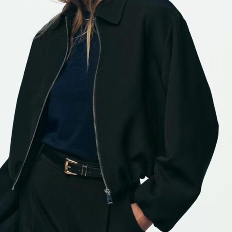 

Прохладный свободный кардиган на молнии, женское короткое пальто, женская верхняя одежда, зима-осень, теплые женские уличные топы