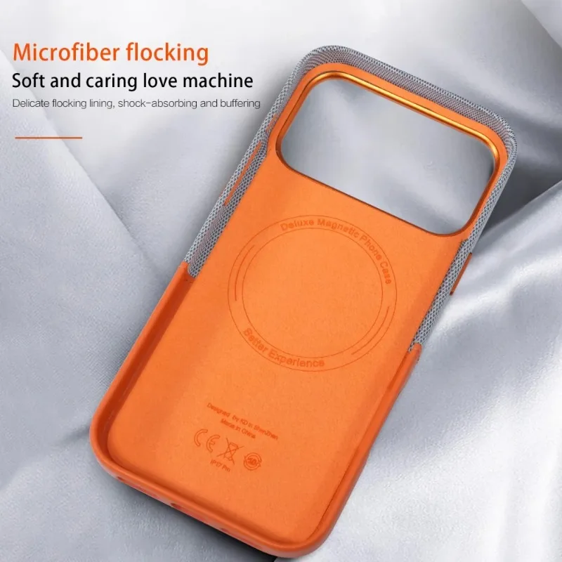 Etui na iPhone 17 Pro Max z teksturą skóry i materiału, z przegródką na karty i magnetycznym zamknięciem, pasujące również do iPhone 16, 15, 14 Plus, 13, 12 — zdjęcie produktu 3