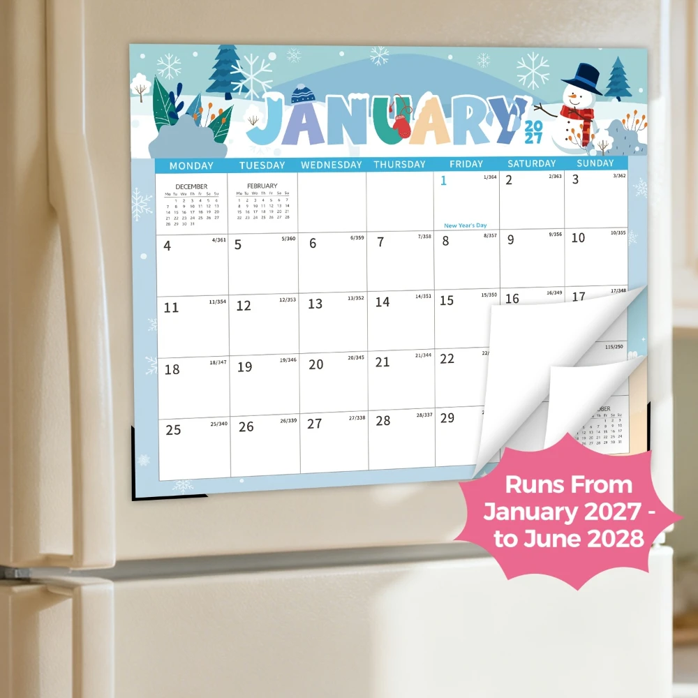 2027 Magnetic Calendar for Refrigerator 18 Monthly Calendar Tear-Off Pages with Corner Guard for Planning & Organizing Your Life