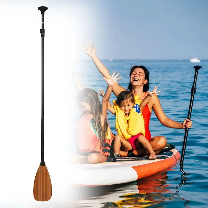 1 2 3 Piece Carbon Fiber & Bamboo Paddle 50 CM Blade Adjustable Carbon Shaft Stand up Paddleboard SUP Paddle Oar