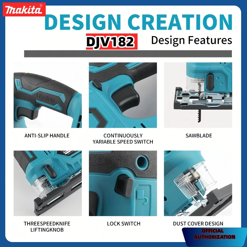 Venta al por mayor Makita DJV182 Rompecabezas inalámbrico: 18 V, 300 W, 0-2700 rpm, carrera de 80 mm, ± 45 °   Ángulo de corte, para trabajos de corte de madera/plástico/metal