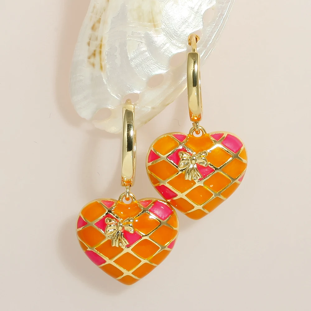 Classic Heart Shape Earrings For Women Gold Color Copper Party Wholesale Excellent Quality Euro-American Jewelry