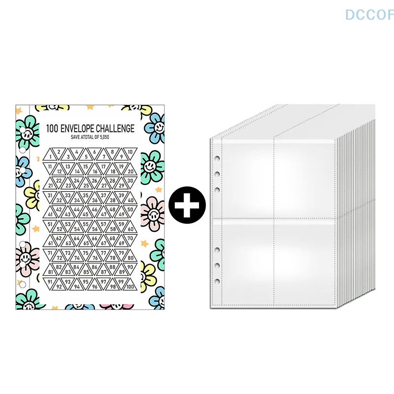 25 Stuks Envelop Challenge Binder 1-100 Dag Uitdaging Besparingen Los Blad Notebook Navulling Vervangende Sticker